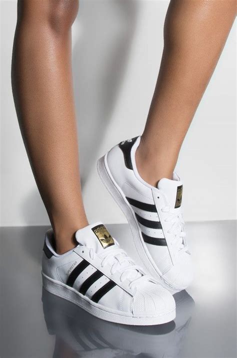 Adidas Superstar white black heel